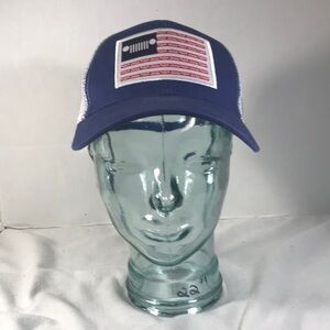 Mens Blue Jeep Trucker Hat with Flag Patch